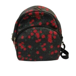 ⁀➷ Michael Kors Abbey Medium Floral Backpack & Wallet Red Black